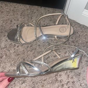 Silver I Miller Wedge short heels